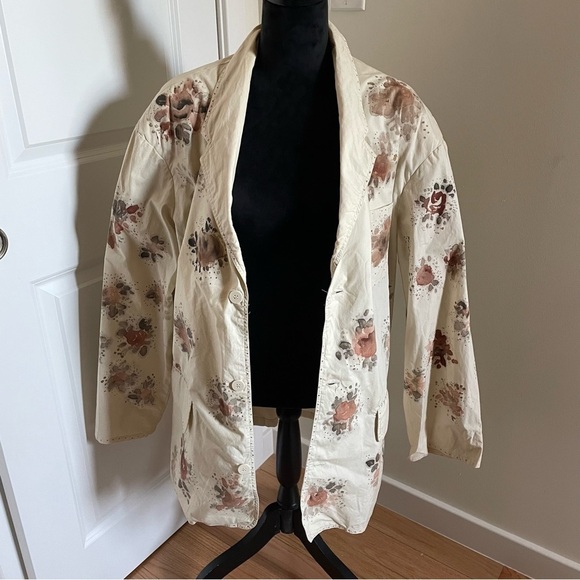 French Connection Compulsive Vintage Floral Cream Cotton Oversized Blazer Size M - Picture 3 of 11
